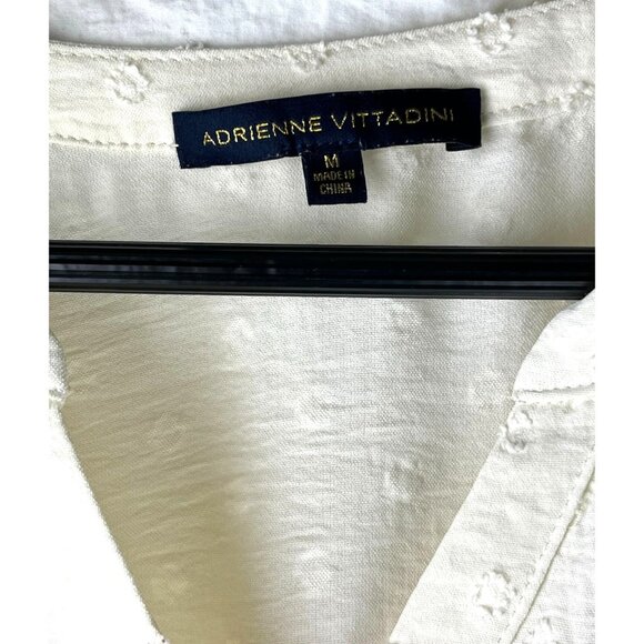 Boho Cottage Adrienne Vittadini Puff Sleeve Lace Button Front Blouse, Women's M - Picture 5 of 8